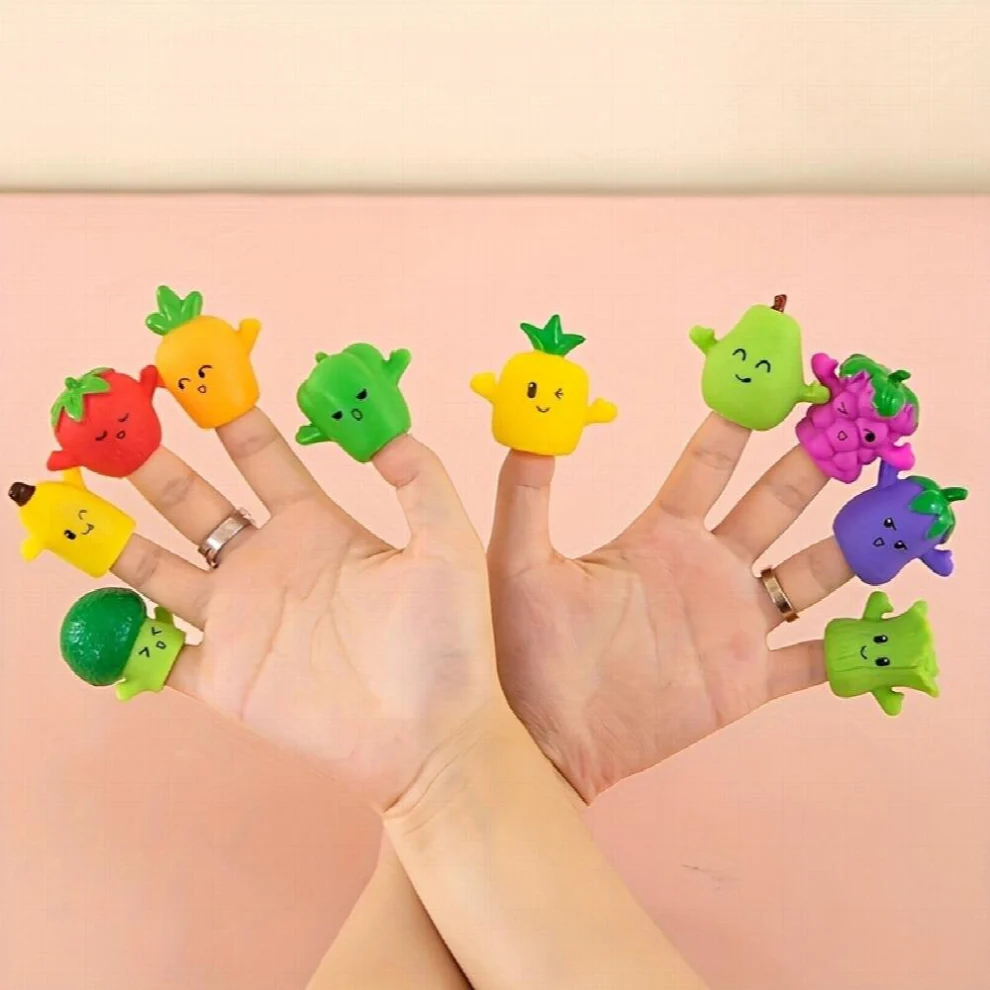 5 Pcs Fruit & Vegetable Finger Puppets for Kids – Educational Role Play Toy