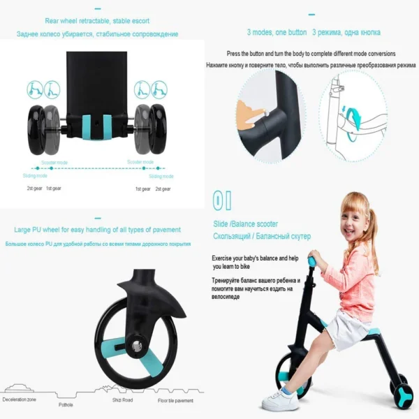 3-in-1 Kids Scooter & Tricycle – Convertible Ride-On with Adjustable Handle - Image 4