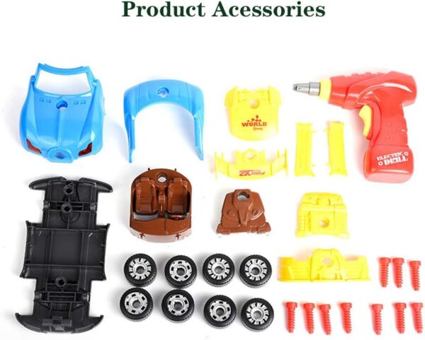 30 Pcs DIY Car Toy Kit – Take Apart Race Car with Drill for Kids - Image 4