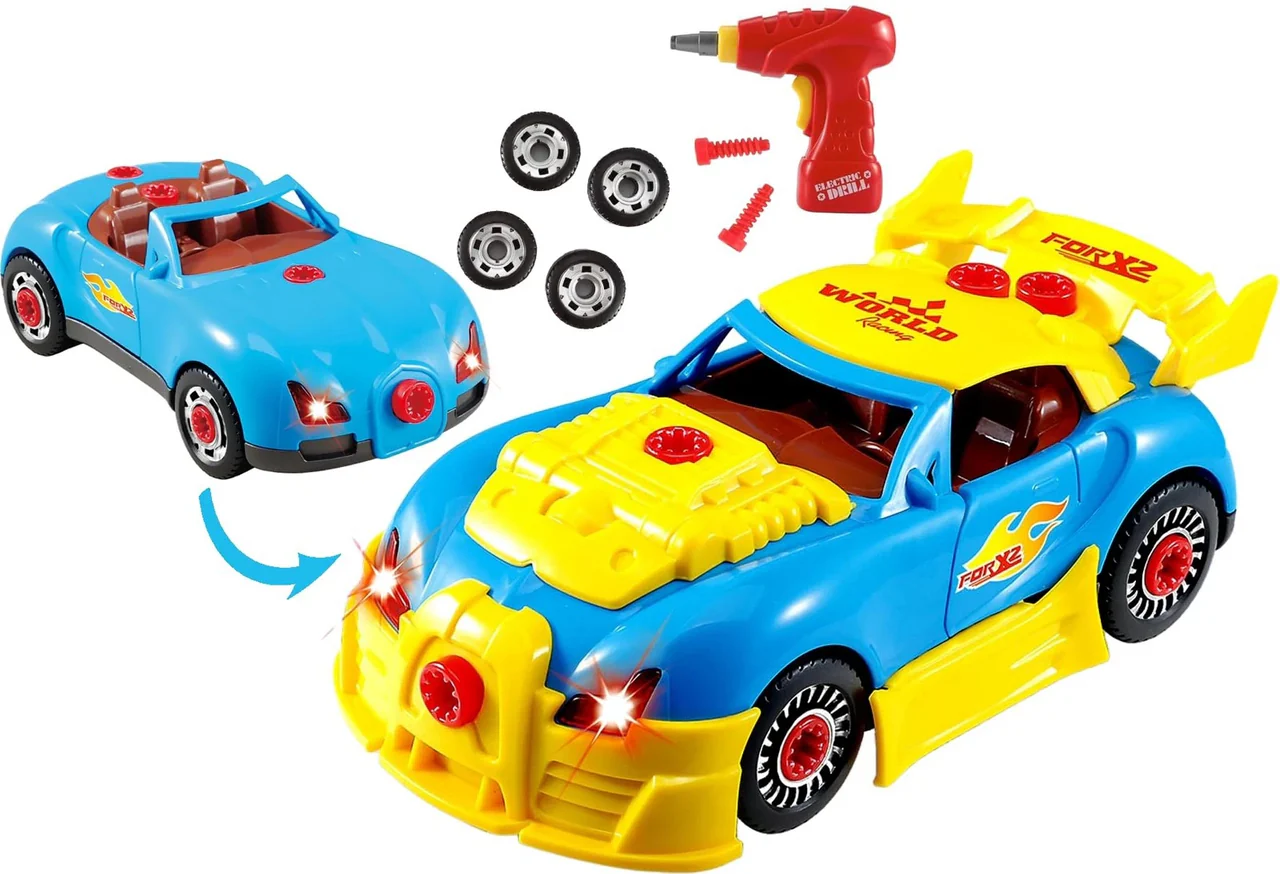30 Pcs DIY Car Toy Kit – Take Apart Race Car with Drill for Kids