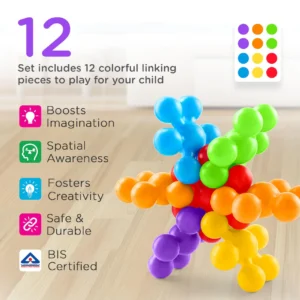 36 Piece Snowflake Building Block Set – 12 Bright Colors